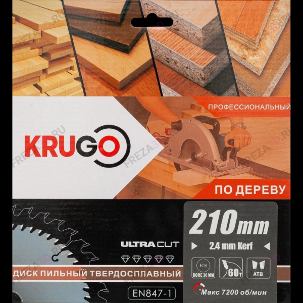Диск пильный по дереву KRG 210x2.4/1.6x60Tx30mm 