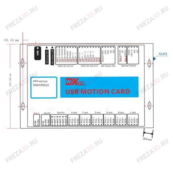  3-х осевой контроллер для Mach-3 (USB interface)