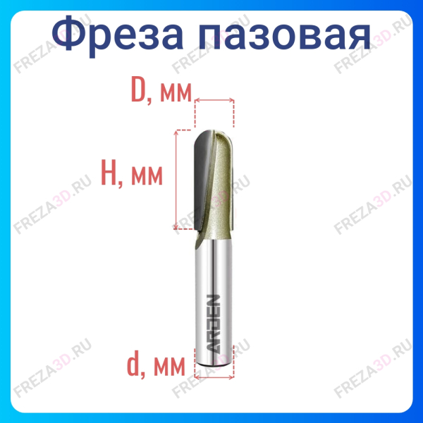 Фреза пазовая круглый нос (пальчиковая) R=6.35 D=1